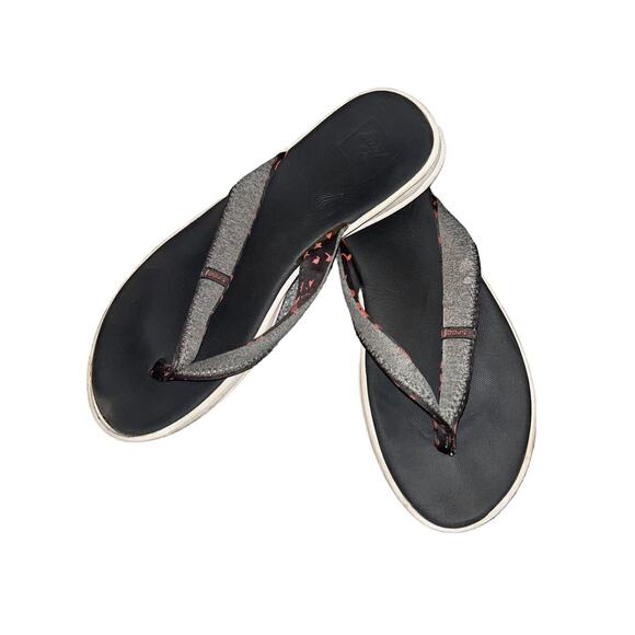 Reef Black‎ Flip Flops Pink Gray Strap Casual Sandals Women’s Size 7 Casual - Picture 1 of 8